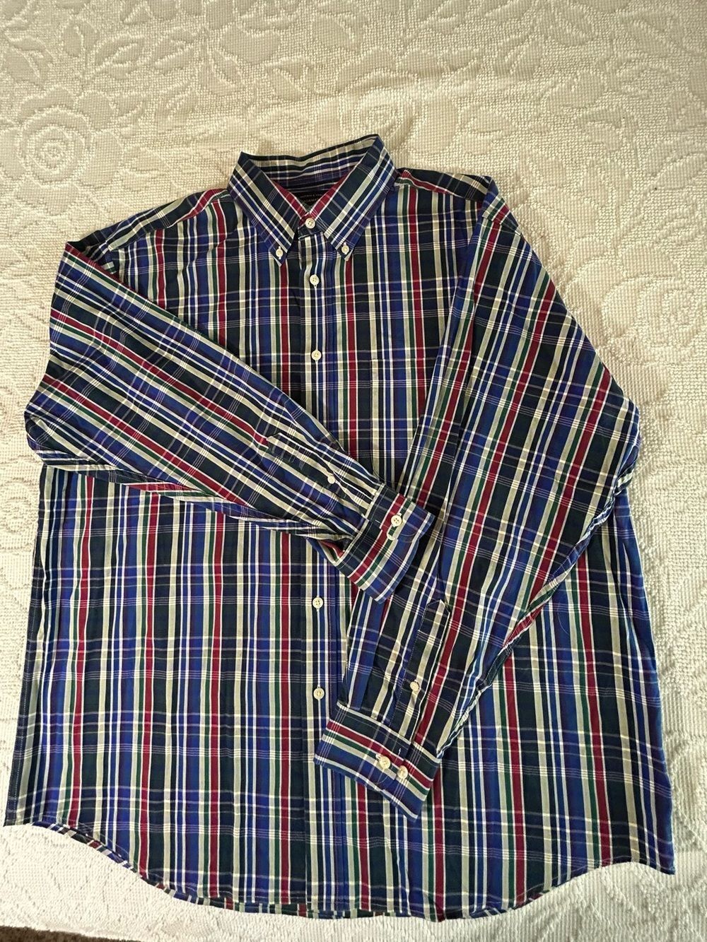 Roundtree & Yorke Shirt Mens XL Multicolor Plaid Button-Down Hidden Pocket